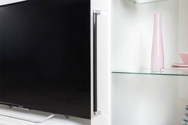 Валенсия стенка для гостиной № 86 цвет белый шагрень