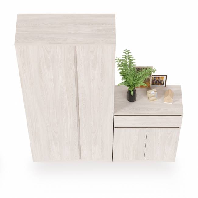 Шкаф комбинированный с зеркалом внутри и комод Ника цвет ясень анкор светлый