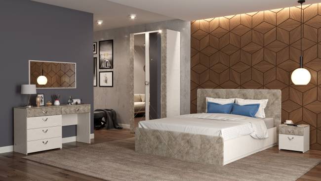 Кровать 1600 с подъёмным ортопедическим основанием и тумбочкой Амели 11.31 цвет шёлковый камень/бетон чикаго беж Кровать 1600 с подъёмным ортопедическим основанием и тумбочкой Амели 11.31 цвет шёлковый камень/бетон чикаго беж