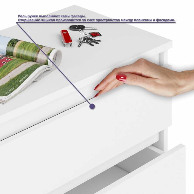 Комод Мори МК-1200 6 ящиков и компьютерный стол МС-6 три ящика справа цвет белый