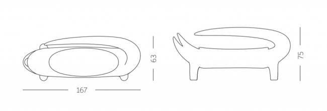 Диван из биопластика Big Kroko Special песок Сахары 1670х630х750 мм Диван из биопластика Big Kroko Special песок Сахары 1670х630х750 мм