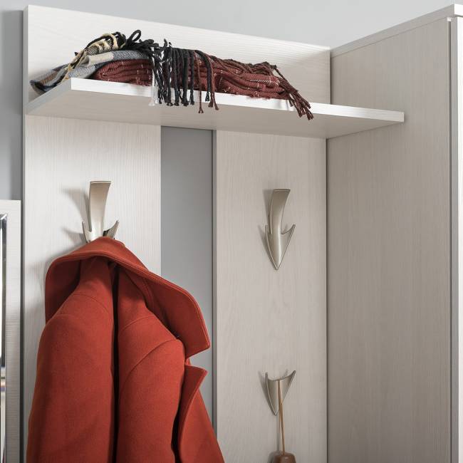 Шкаф комбинированный и обувница с вешалкой для верхней одежды Ника цвет ясень анкор светлый