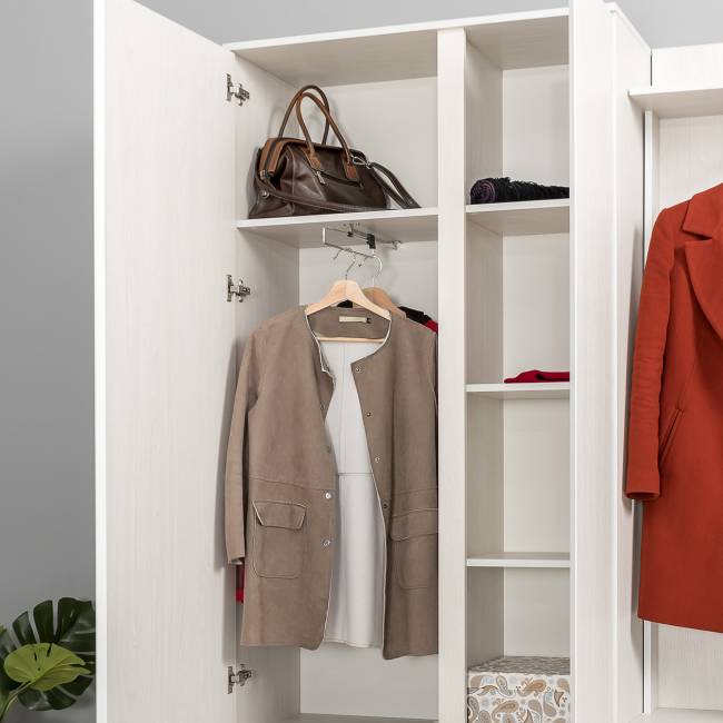 Шкаф комбинированный и обувница с вешалкой для верхней одежды Ника цвет ясень анкор светлый