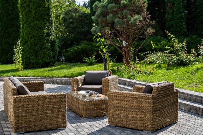 "Боно" лаунж-зона из искусственного ротанга, цвет соломенный