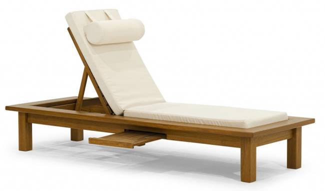 Шезлонг-лежак деревянный с матрасом Roova 2170х770х340 мм