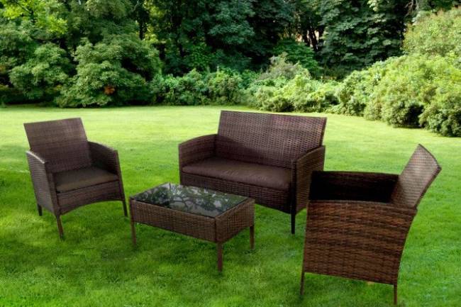 Кофейный комплект из искуственного ротанга "San Marino" коричневый Кофейный комплект из искуственного ротанга "San Marino" коричневый