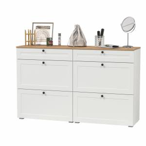 Две тумбы для обуви Остин цвет белый шагрень/дуб крафт золотой