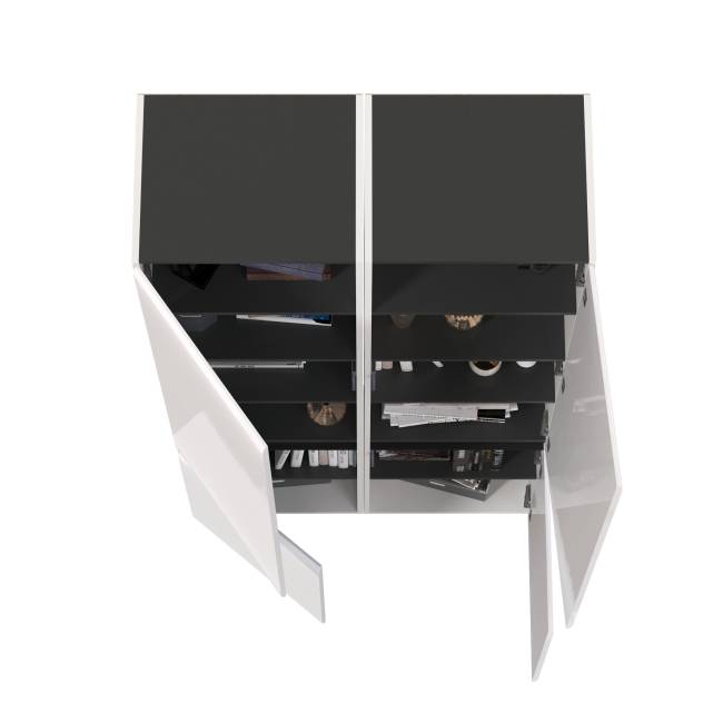 Два пенала с дверками Сидней 13.200 цвет белый/чёрный/МДФ белый глянец Два пенала с дверками Сидней 13.200 цвет белый/чёрный/МДФ белый глянец