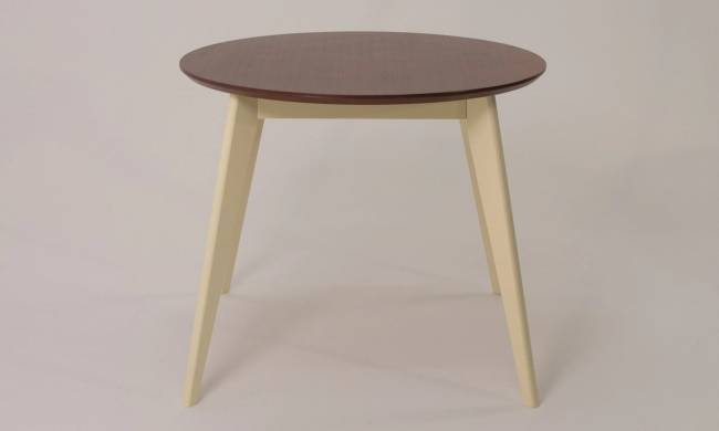 Стол обеденный круглый Сканди К90, слоновая кость/орех Стол обеденный круглый Сканди К90, слоновая кость/орех