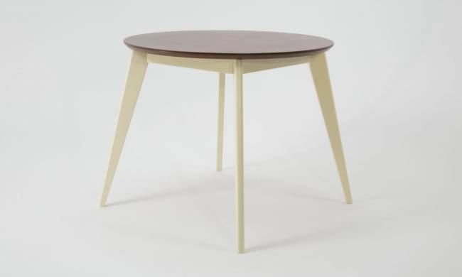 Стол обеденный круглый Сканди К90, слоновая кость/орех Стол обеденный круглый Сканди К90, слоновая кость/орех