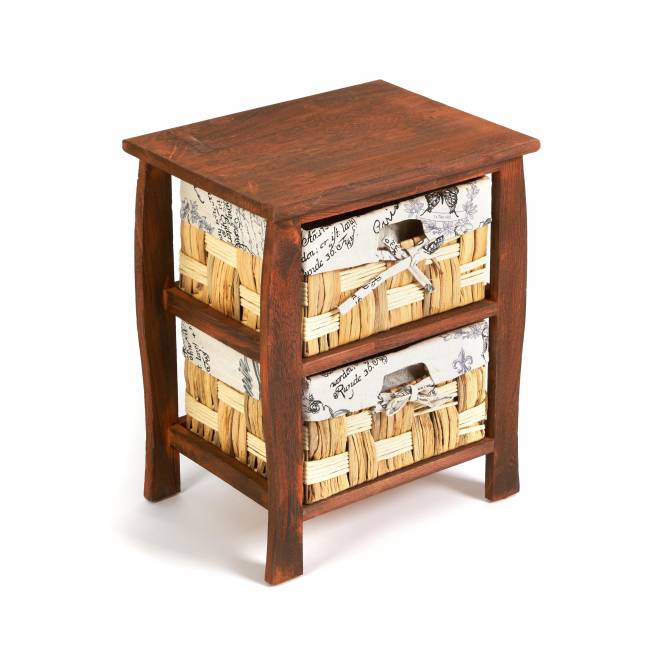 Тумба с 2 ящиками Secret De Maison BEL 2 ( mod. PE-10 ) дерево павловния, мдф, 39x30x46.5см, Brown (коричневый) ткань №HX21