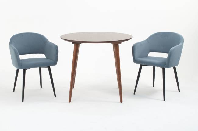Стол Монте К 100 орех с креслами Пичч велюр синий Стол Монте К 100 орех с креслами Пичч велюр синий