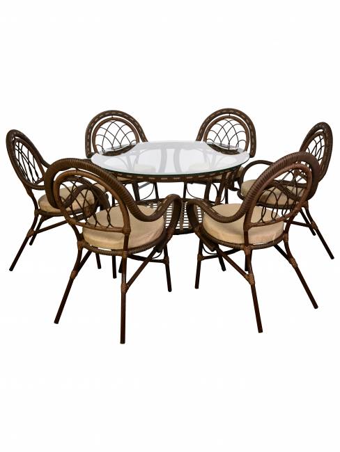 Комплект из искусственного ротанга Java (Ява)-6 (цвет: Орех)