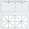 Зонт профессиональный двухкупольный 2.9х6 м Galaxia Dual V Timber имитация ироко, слоновая кость 2900х6000 мм
