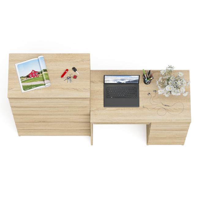 Высокий комод Мори на 700 5 ящиков и компьютерный стол Мори МС-6 тумба справа цвет дуб сонома Высокий комод Мори на 700 5 ящиков и компьютерный стол Мори МС-6 тумба справа цвет дуб сонома