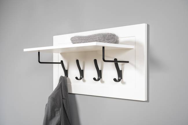 Два пенала в прихожую и тумба с вешалкой Остин цвет белый шагрень/дуб крафт золотой