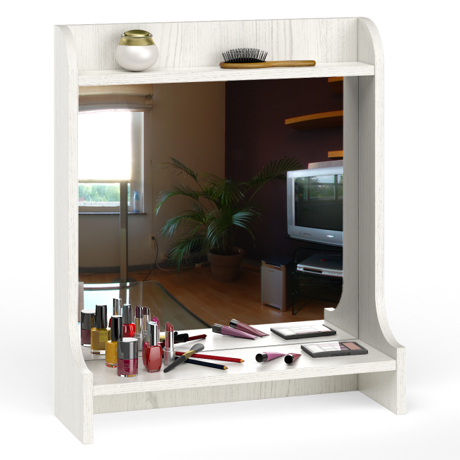 Стол туалетный с зеркалом Ливерпуль цвет ясень ваниль/белый Стол туалетный с зеркалом Ливерпуль цвет ясень ваниль/белый