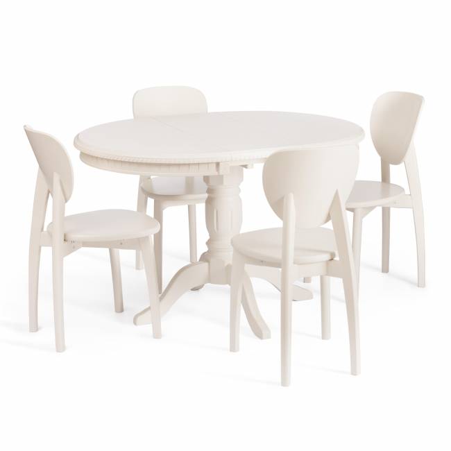 Стол STEFANO круглый бук, мдф, D90+30x77см, Ivory white Ivory white бук, мдф Стол STEFANO круглый бук, мдф, D90+30x77см, Ivory white Ivory white бук, мдф