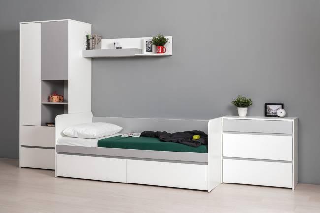 Полка Торонто 16.475 цвет белый шагрень/стальной серый Полка Торонто 16.475 цвет белый шагрень/стальной серый