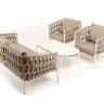 "Диего" лаунж-зона 4-местная плетеная из роупа (веревки), каркас алюминиевый белый, роуп бежевый "Диего" лаунж-зона 4-местная плетеная из роупа (веревки), каркас алюминиевый белый, роуп бежевый