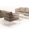 "Диего" лаунж-зона 4-местная плетеная из роупа (веревки), каркас алюминиевый белый, роуп бежевый "Диего" лаунж-зона 4-местная плетеная из роупа (веревки), каркас алюминиевый белый, роуп бежевый