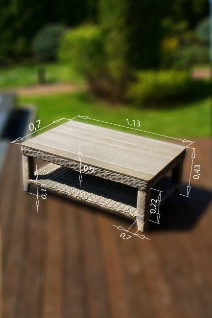 Кофейный столик из искусственного ротанга "Венеция", серый Кофейный столик из искусственного ротанга "Венеция", серый