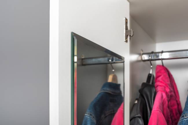 Детская мебельная стенка Торонто № 4 цвет белый шагрень/стальной серый