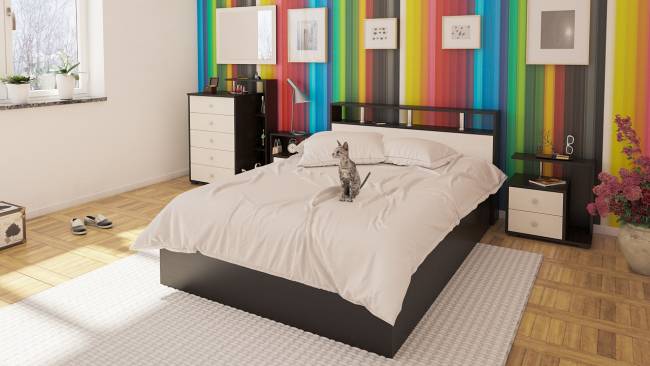 Кровать Камелия 1400 цвет венге/дуб лоредо