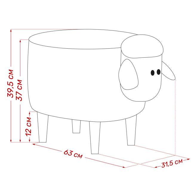 Пуф Leset Lamb COMBI Молочный, компаньон серый Бук Пуф Leset Lamb COMBI Молочный, компаньон серый Бук