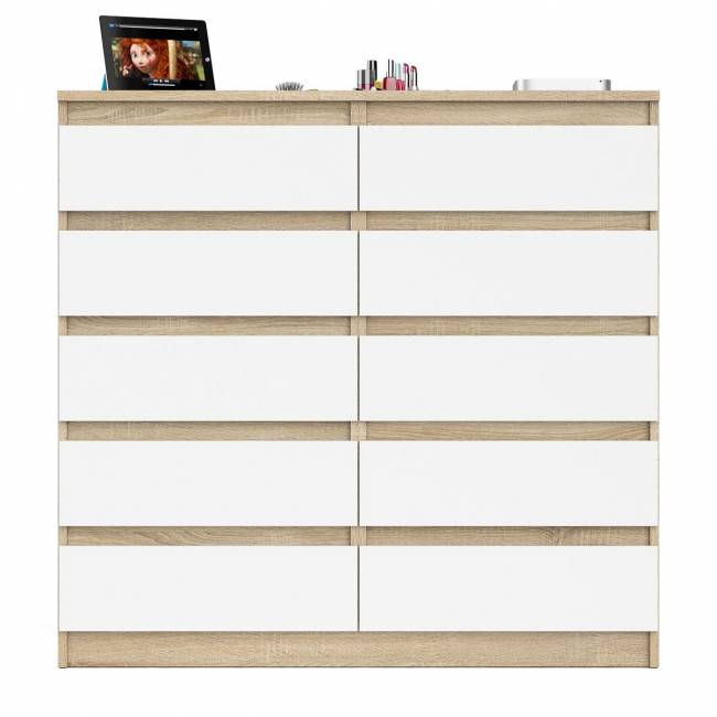 Комод высокий на десять выдвижных ящиков Мори МК1200.10 цвет дуб сонома/белый Комод высокий на десять выдвижных ящиков Мори МК1200.10 цвет дуб сонома/белый