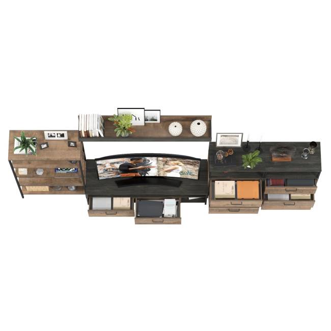 Индустриальная стенка для гостиной Трувор № 97 цвет дуб гранж песочный/интра