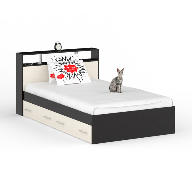 Кровать с ящиками 1200 Камелия + две тумбы цвет венге/дуб лоредо Кровать с ящиками 1200 Камелия + две тумбы цвет венге/дуб лоредо