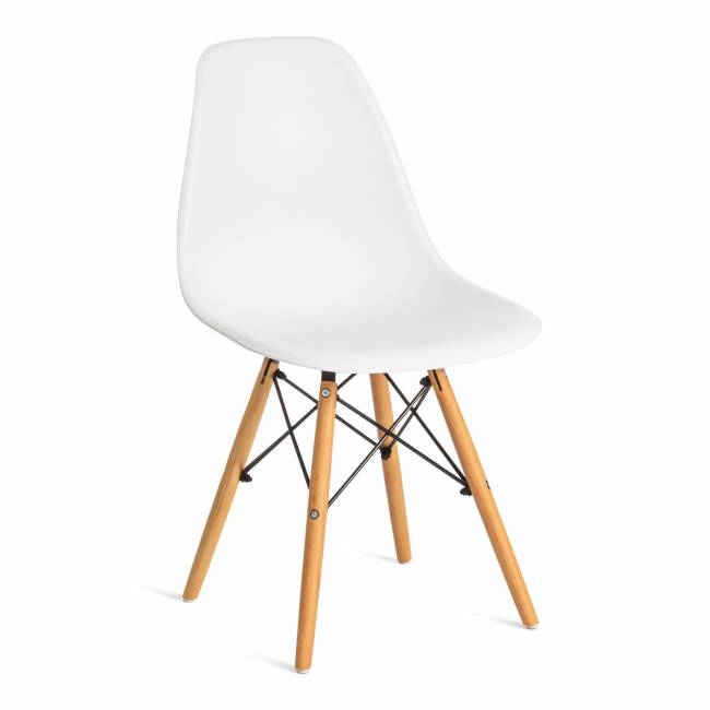 Стул CINDY (EAMES) (mod. 001) / 1 шт. в упаковке дерево бук/металл/сиденье пластик, 51x46x82.5см, white (белый) white (белый) дерево бук/металл/сиденье пластик