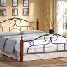 Кровать AT-808 дерево гевея/металл, 160*200 см (Queen bed), красный дуб/черный красный дуб/черный дерево гевея/металл