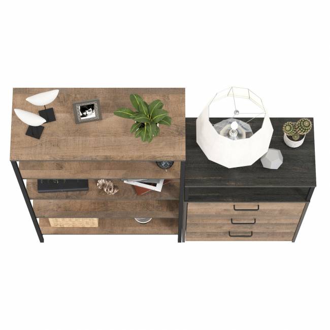 Открытый стеллаж с полками и комод с ящиками Трувор цвет дуб гранж песочный/интра