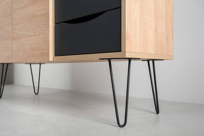 Два комода-тумбы с четырьмя ящиками и дверкой каждый Брюс цвет чёрный/Battle rock Santiago Два комода-тумбы с четырьмя ящиками и дверкой каждый Брюс цвет чёрный/Battle rock Santiago