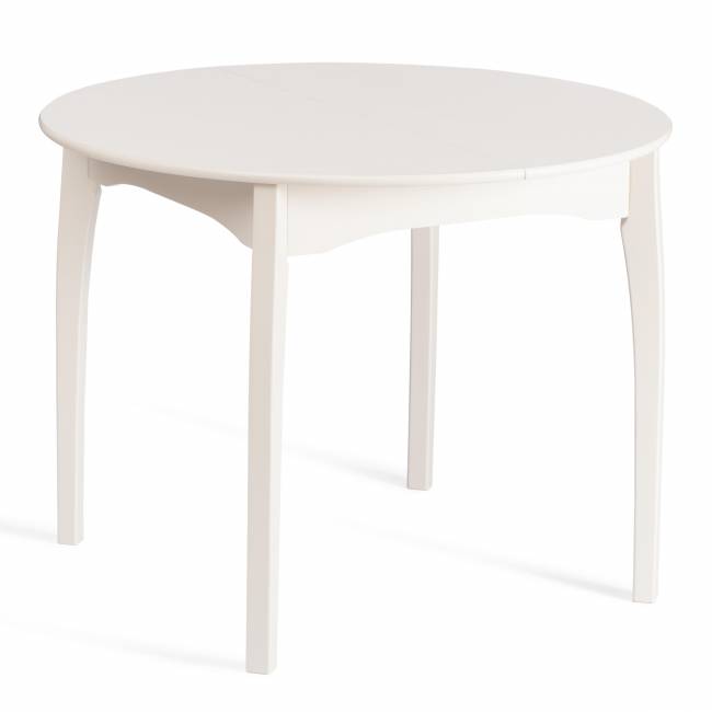 Стол DIAMANTE круглый бук, мдф, шпон дуба, 100 х 100+30 х 75 см, Ivory white Ivory white бук, мдф, шпон дуба