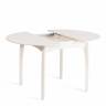 Стол DIAMANTE круглый бук, мдф, шпон дуба, 100 х 100+30 х 75 см, Ivory white Ivory white бук, мдф, шпон дуба
