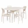 Стол DIAMANTE круглый бук, мдф, шпон дуба, 100 х 100+30 х 75 см, Ivory white Ivory white бук, мдф, шпон дуба