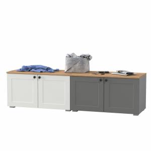 Две тумбы Остин 13.257 цвет белый шагрень/серый графит/дуб крафт золотой