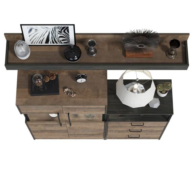 Комод с витриной и подсветкой и комод с ящиками Трувор цвет дуб гранж песочный/интра Комод с витриной и подсветкой и комод с ящиками Трувор цвет дуб гранж песочный/интра