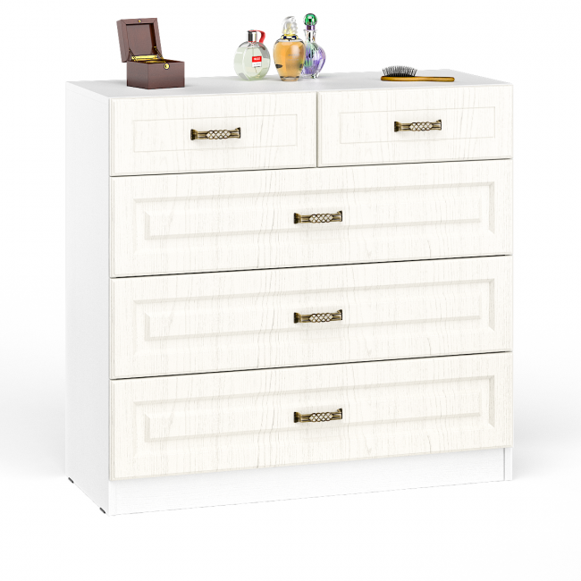 Комод с зеркалом Ливерпуль цвет ясень ваниль/белый