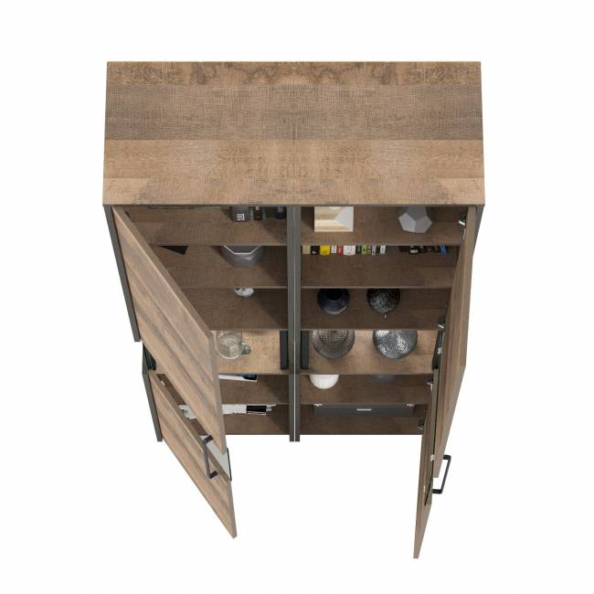 Два шкафа-пенала с витриной с подсветкой Трувор цвет дуб гранж песочный/интра Два шкафа-пенала с витриной с подсветкой Трувор цвет дуб гранж песочный/интра